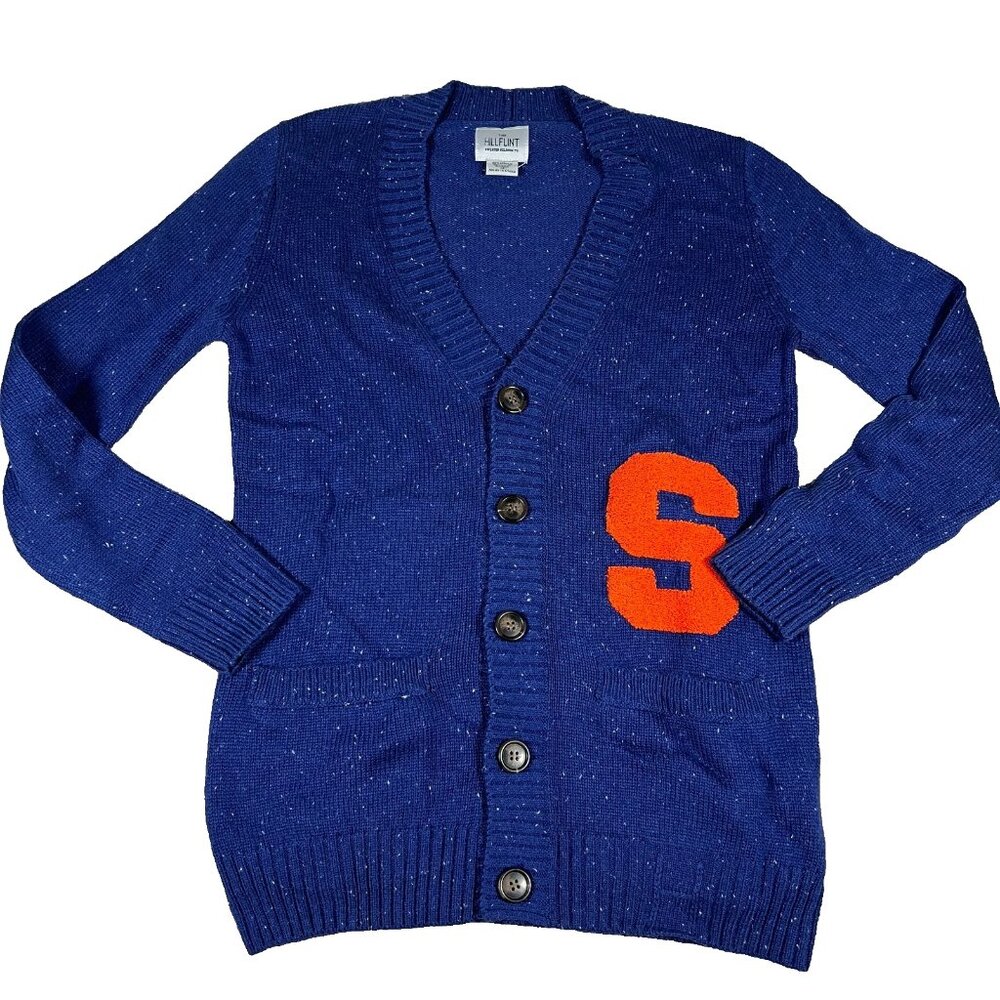 Hillflint Womens Size XS Blue Syracuse Orange Letterman Cardigan Sweater NWT